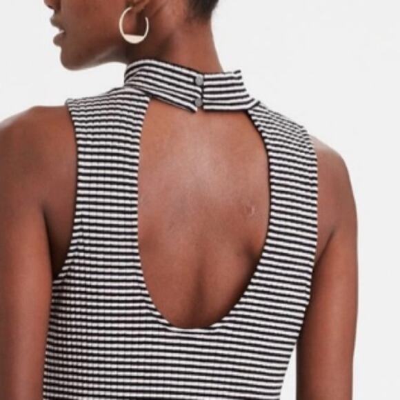 American Eagle black stripe mock neck dress - Picture 3 of 6